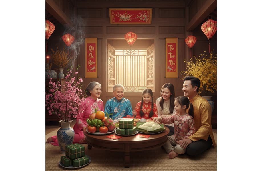 Ảnh: không khí tết nguyên đán truyền thống việt nam sum họp gia đình